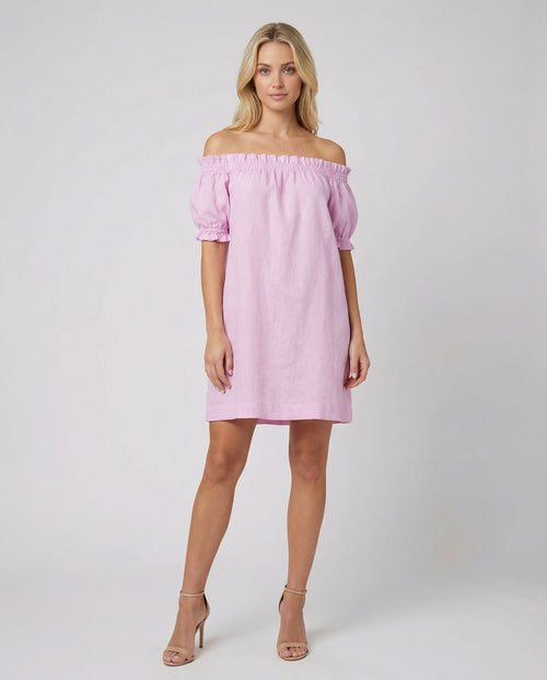 Linen Susanna off the Shoulder Dress