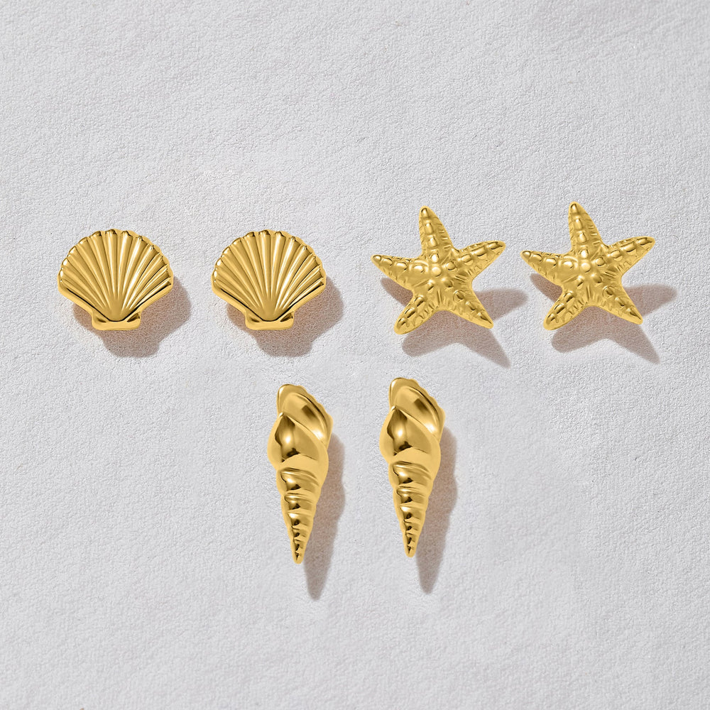 Shell Trio Stud Earrings Set by Ashiana from Marina St Barth