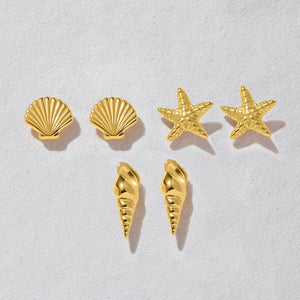 Shell Trio Stud Earrings Set by Ashiana from Marina St Barth