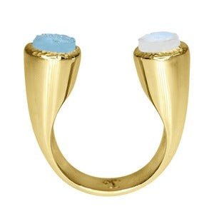 Aquamarine & Moonstone Stargazer Ring by Lassanai from Marina St Barth