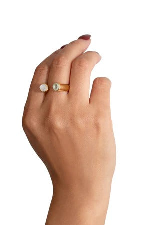 Aquamarine & Moonstone Stargazer Ring by Lassanai from Marina St Barth