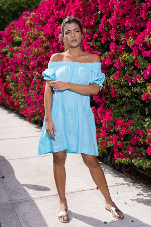 Linen Susanna off the Shoulder Dress by Marina St Barth from Marina St Barth