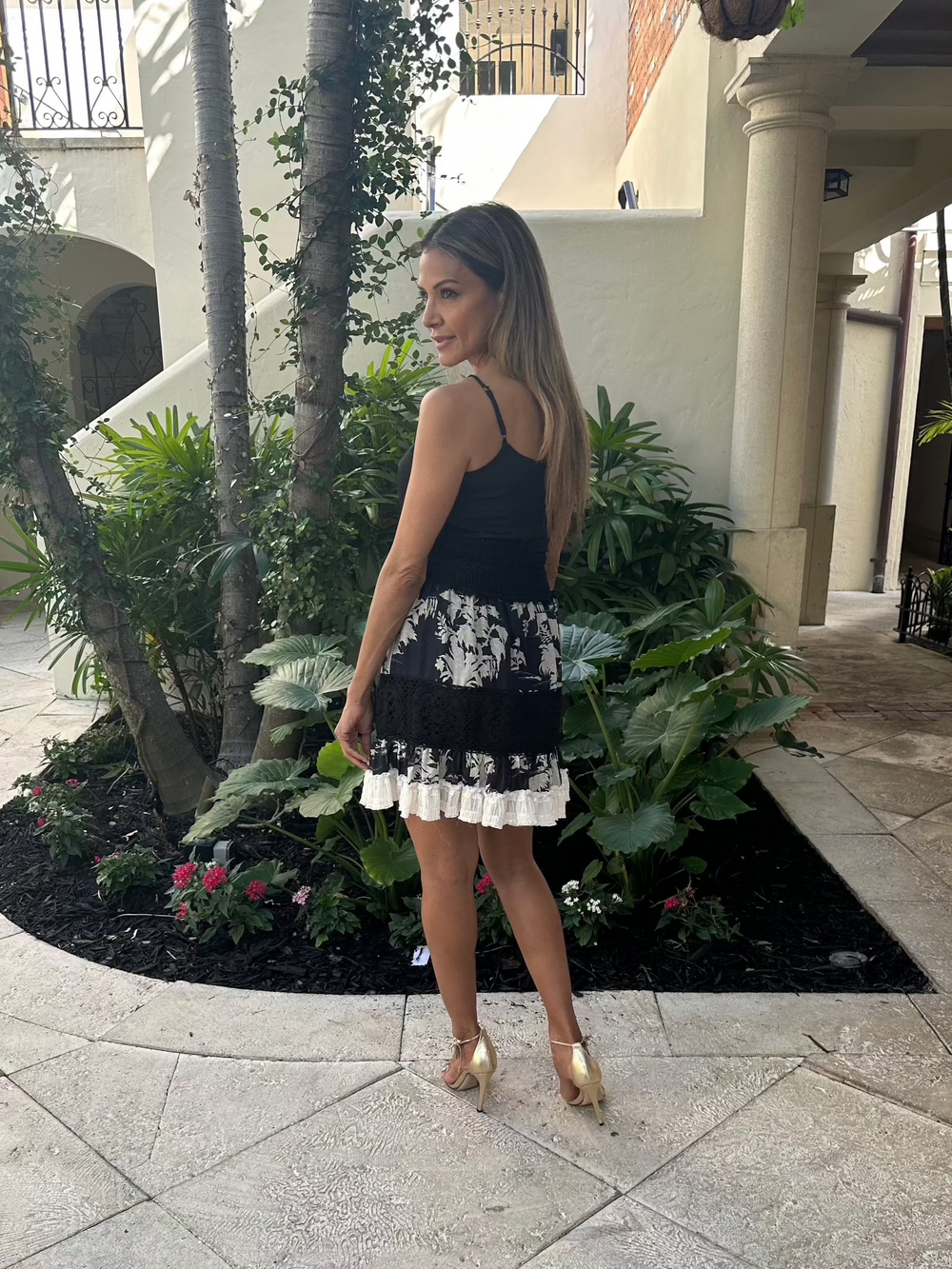 Chio Ruffle Lace Short Skirt Black by Chio from Marina St Barth