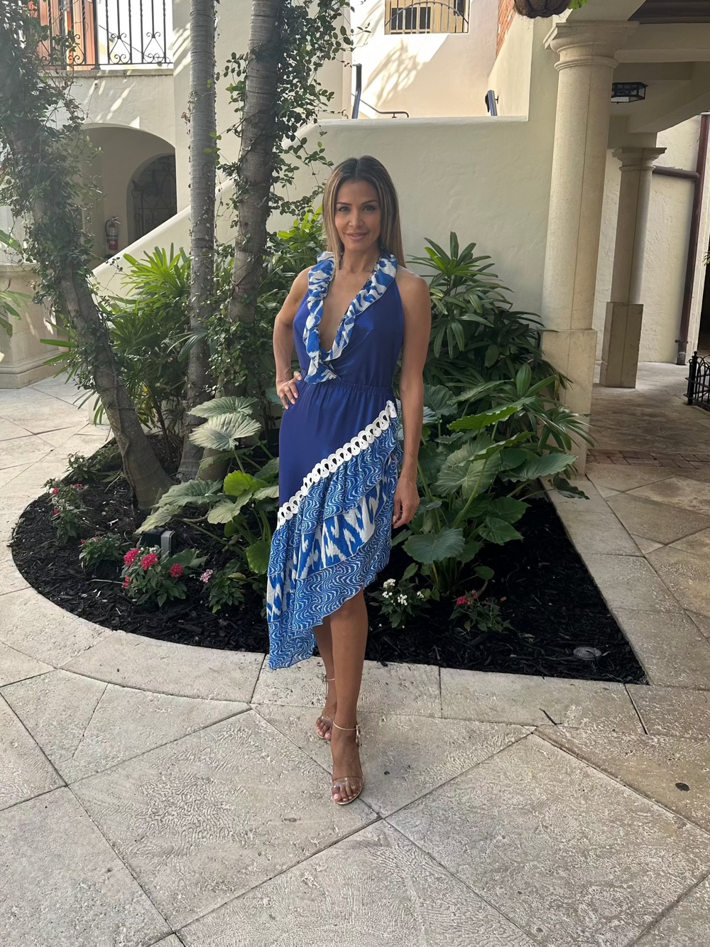 Chio Asymmetrical Ruffle Dress Blue by Chio from Marina St Barth